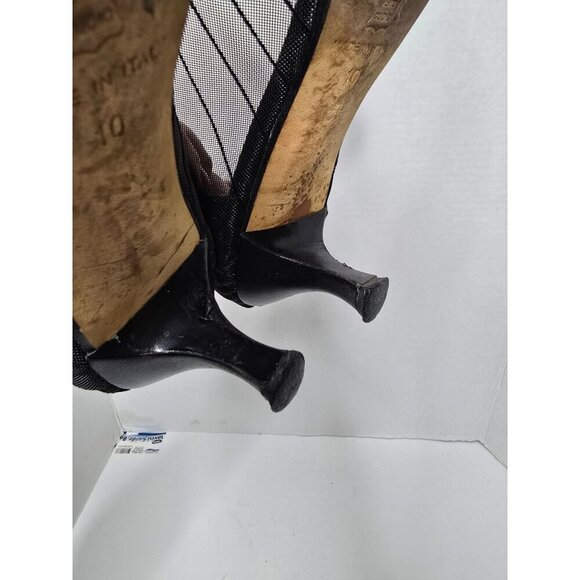 Vintage 80s 90s Black Mesh Prevata Pump High Heels Size 10 - Picture 14 of 16